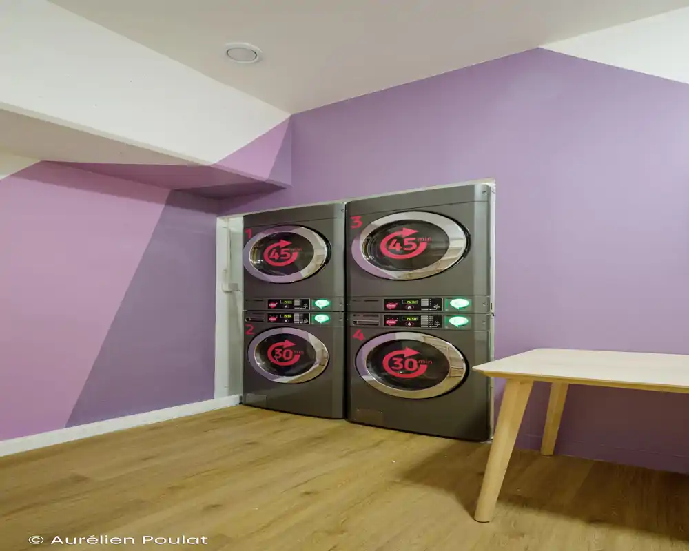 Image corrupted: heavy green banding obscures the scene, preventing identification of the room or its features.