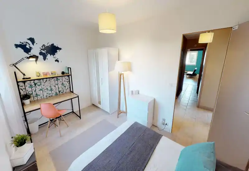 Image corrupted: heavy digital artifacts prevent reliable identification of the room or furnishings.